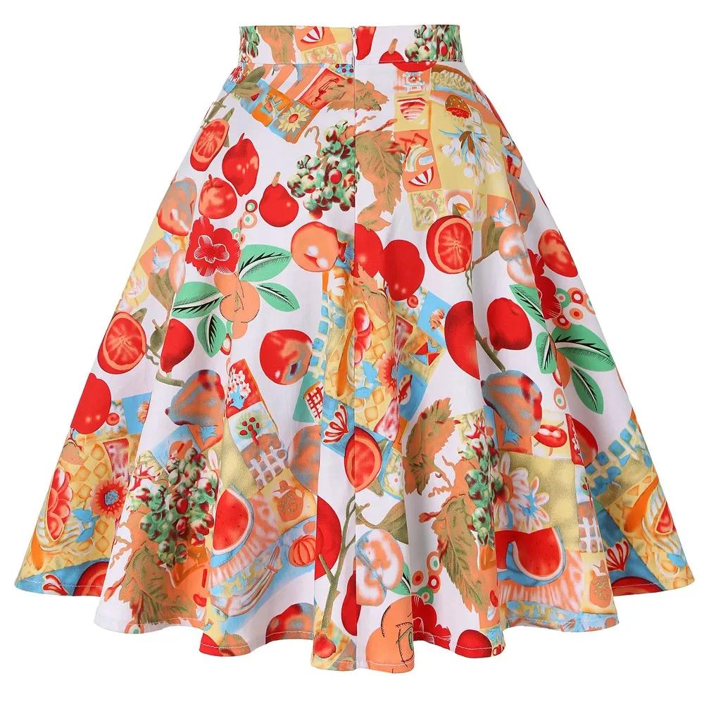 Petit rouge à pois coton femmes Sexy Midi jupe d'été Pin Up taille haute rétro Vintage Rockabilly 50