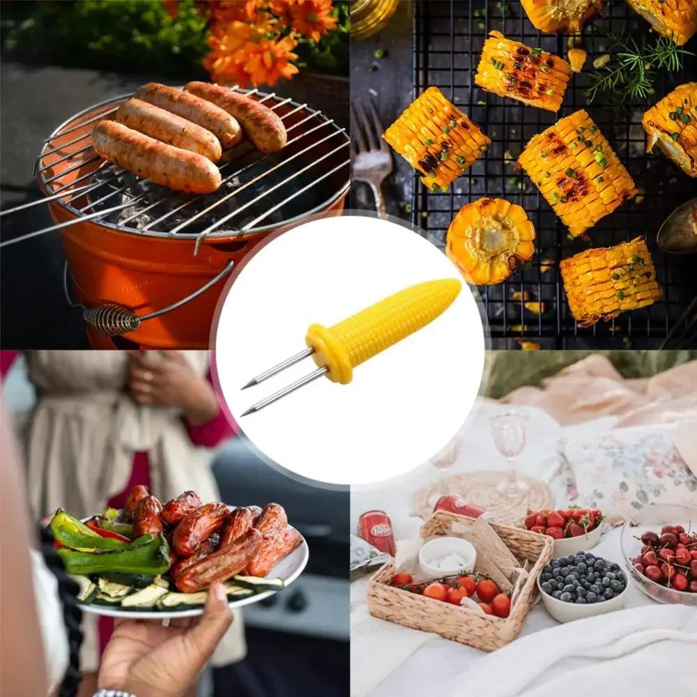 Fourchette à maïs pour Barbecue, 10 pièces, supports de maïs en acier inoxydable, Anti-brûlure, aigu