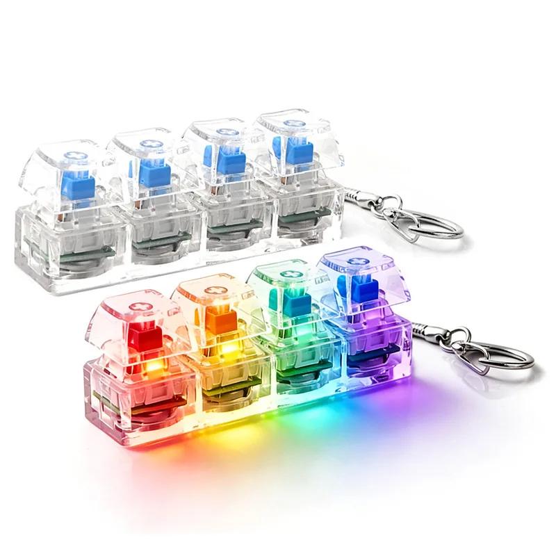 Clavier à 4 boutons pour doigts, porte-clés, clavier RGB, jouet anti-stress avec lumières pour soula