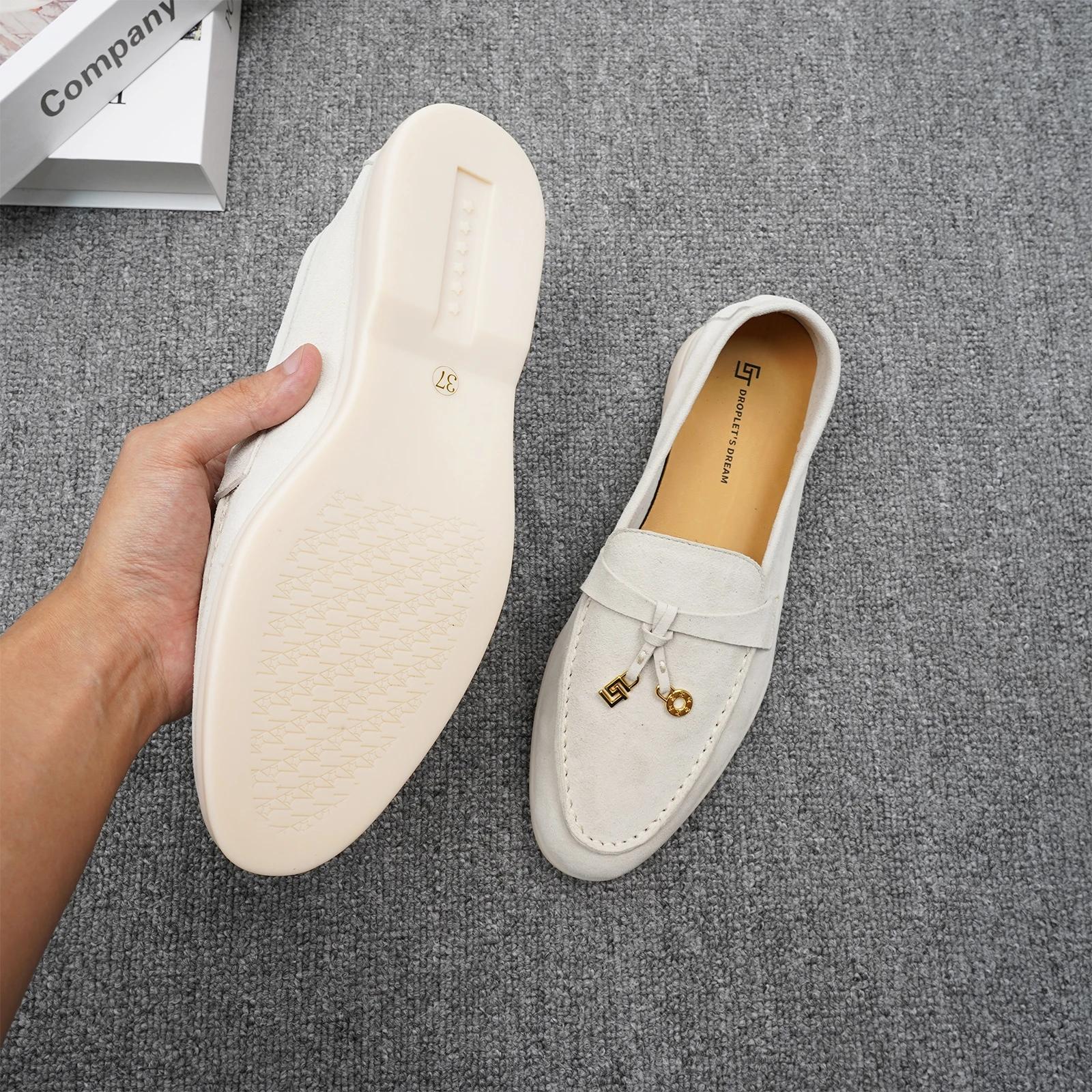 Chaussures décontractées de luxe à tête ronde pour femmes, surface en cachemire, chaussures de condu