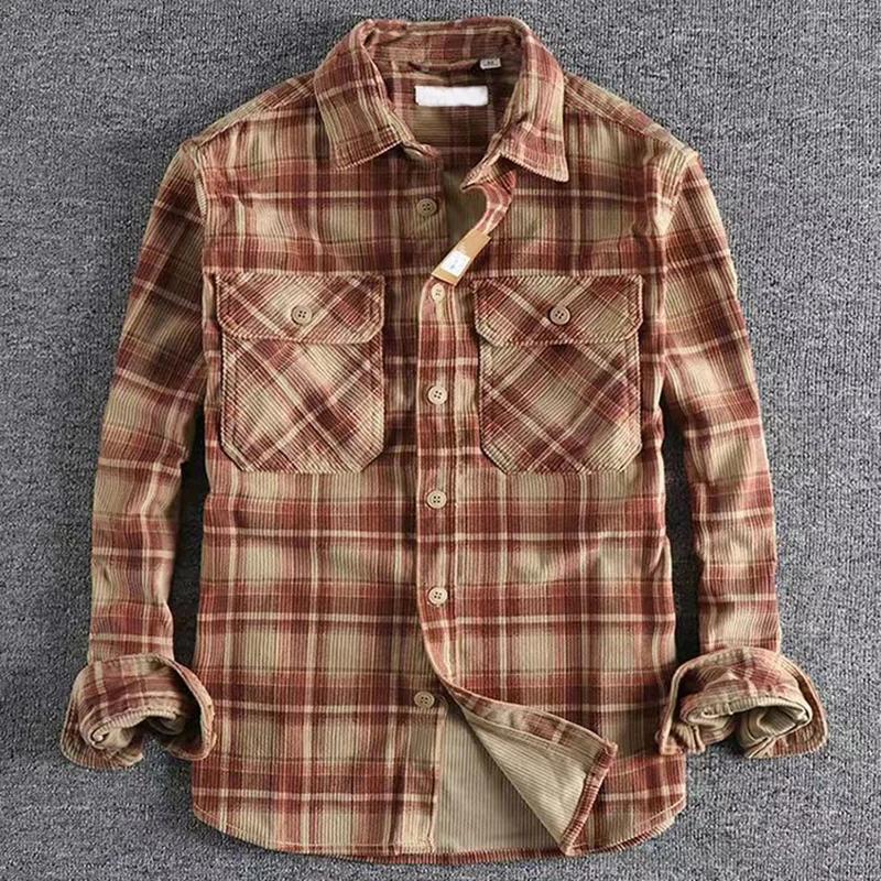 Chemise à manches longues à carreaux pour hommes, Vintage japonais, mode printemps-automne, conforta