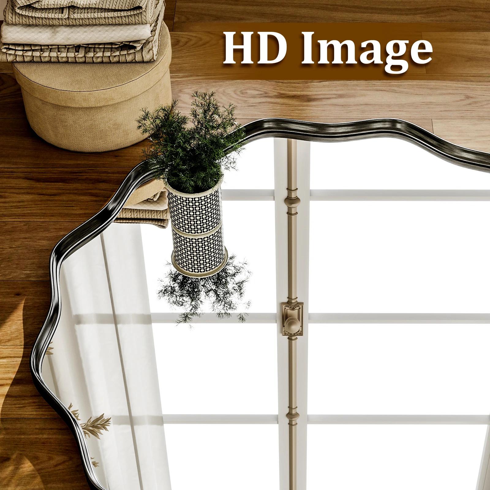 Miroir de salle de bain rond ondulé, miroir mural décoratif avec cadre profond