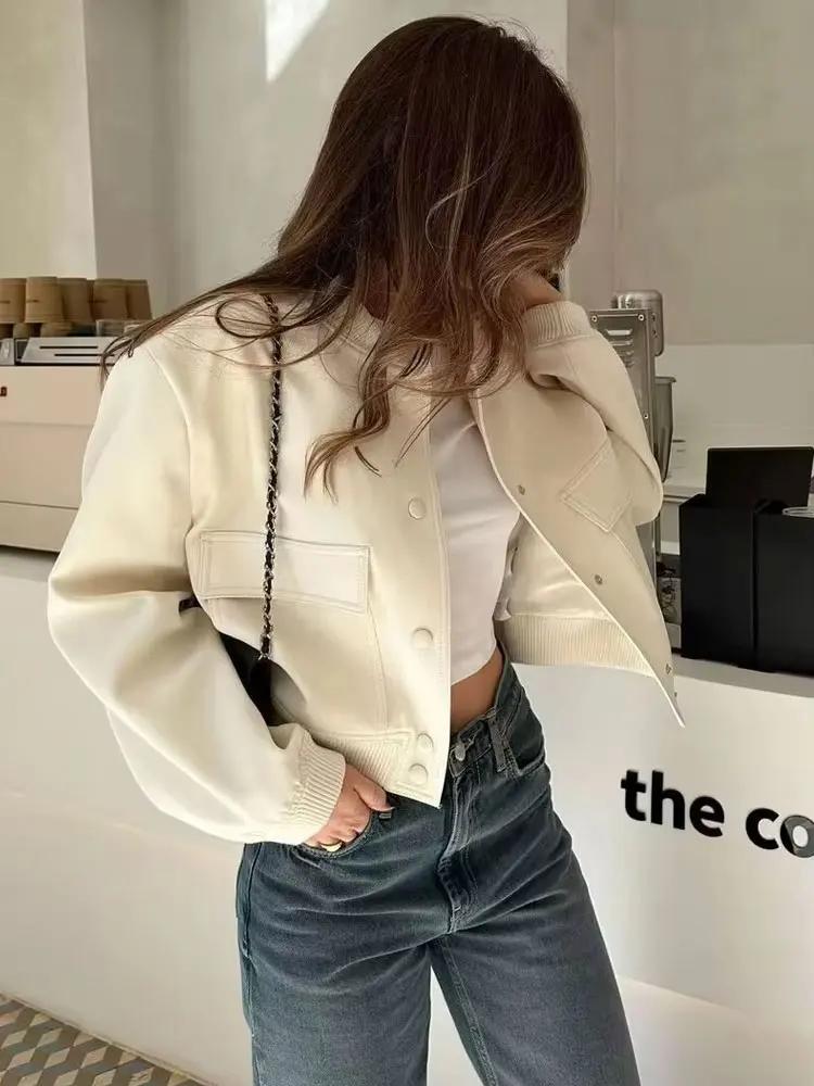 Femmes mode avec poches Bomber veste manteaux Vintage à manches longues bouton avant décontracté vêt
