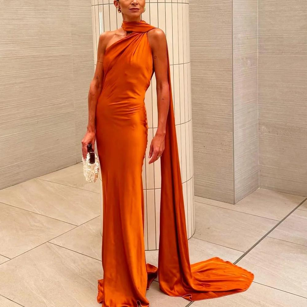 VEITCHE – robe longue en Satin de soie douce pour femmes, élégante, col licou, dos nu, sans manches,