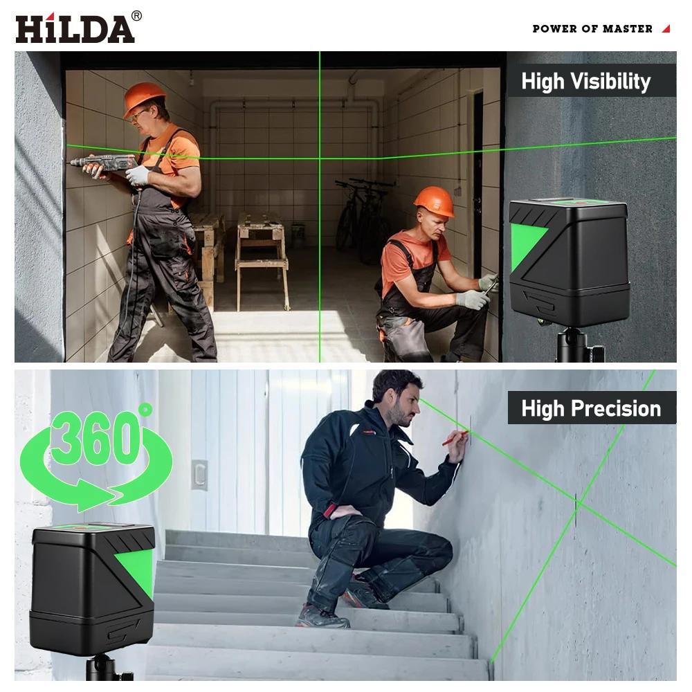 HILDA 2 lignes niveau Laser auto-nivelant faisceaux verts Laser ligne transversale horizontale verti