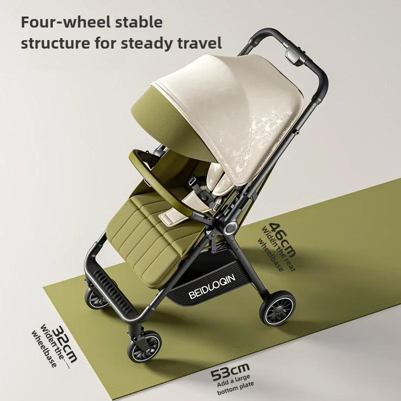 Nouvelle poussette bébé 2025 à vue haute, pliable, rangement à une touche, fonction assise et allong