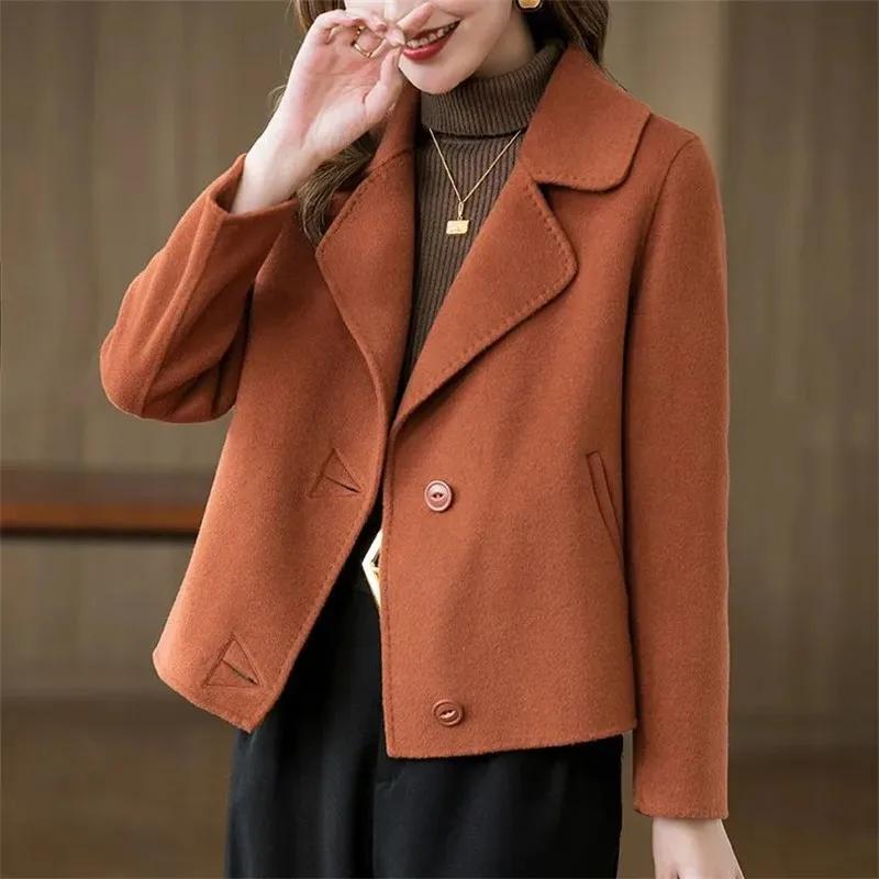 Manteau court en laine double face pour femme, veste décontractée, design de mode, coréen, printemps