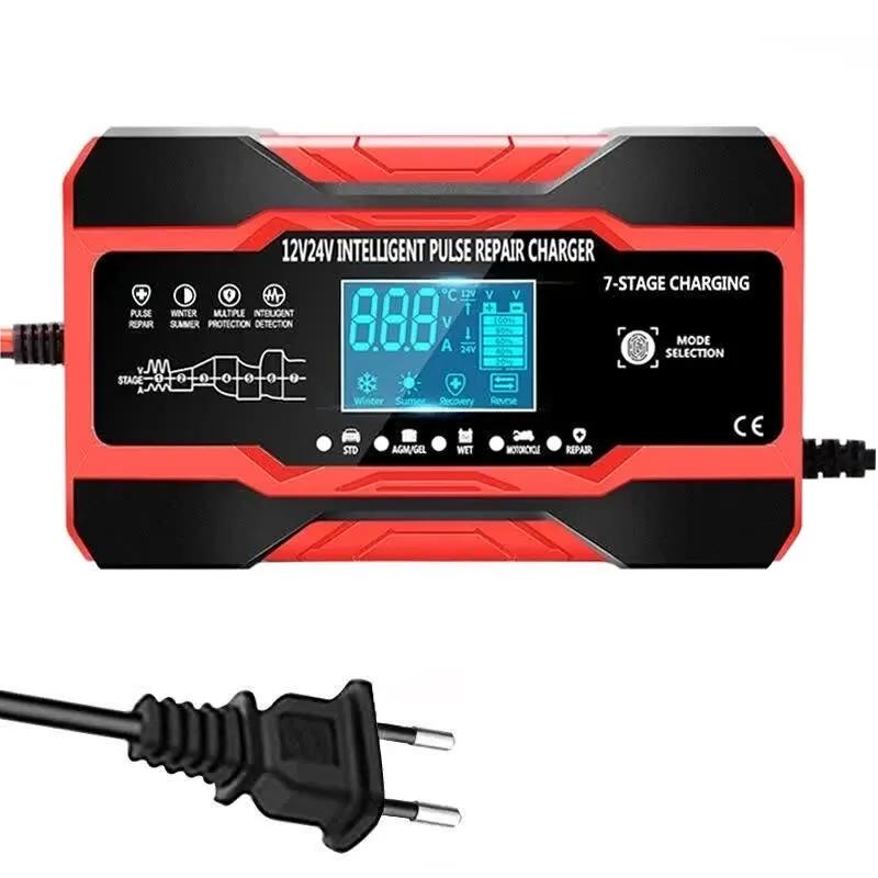 Chargeur de batterie de voiture numérique entièrement automatique, réparation d'impulsions, AGM, GEL