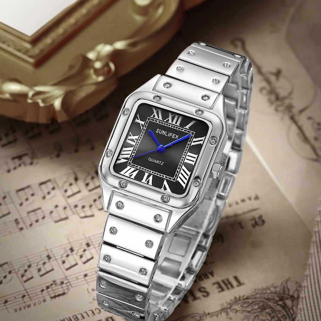 Carré femmes montres dames montre à Quartz femme montre-bracelet en acier inoxydable bracelet en bam