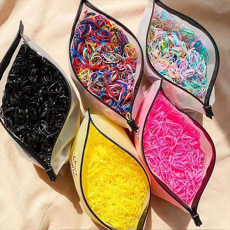 500 pièces/ensemble filles coloré élastique jetable doux élastique cheveux cravate bandeau enfants é