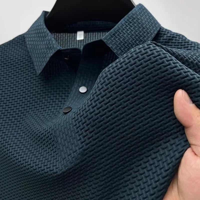 Vêtements de marque été nouveau T-shirt à manches courtes pour hommes soie glacée POLO frais et resp