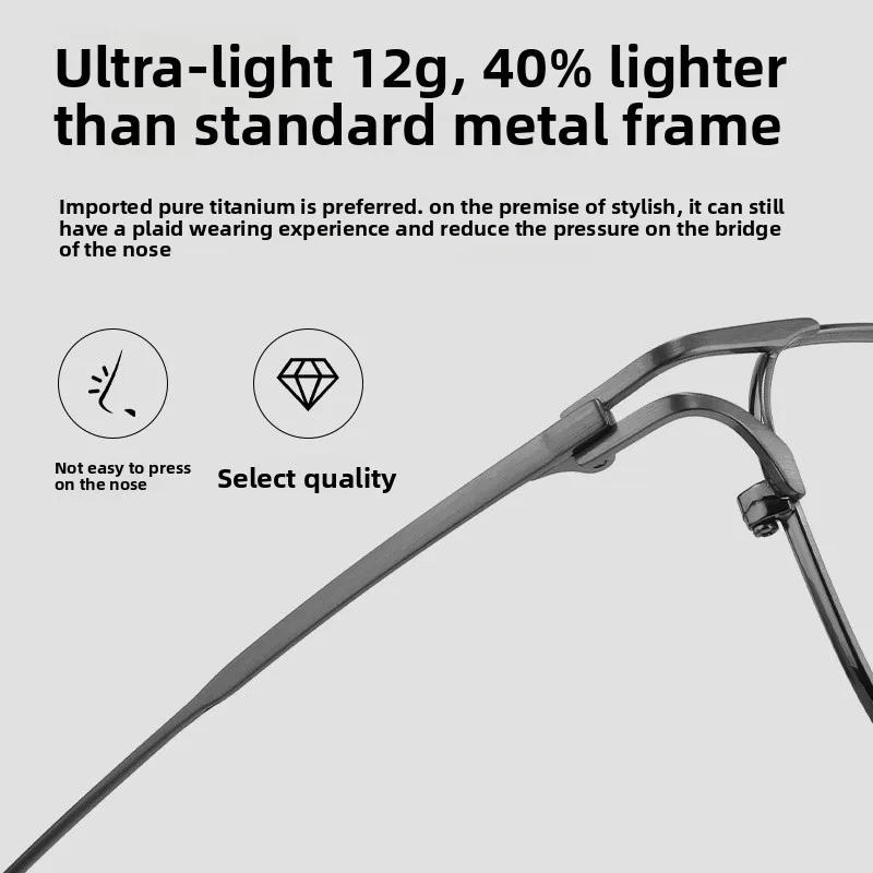 Lunettes d'affaires en titane pour hommes, monture complète géométrique XXL – Conception professionn