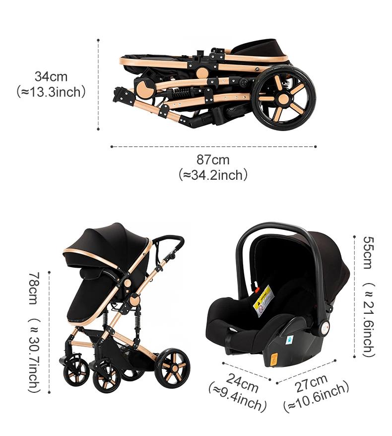 Système de voyage pour bébé 3 en 1, poussette pliable légère avec berceau, siège auto détachable inc