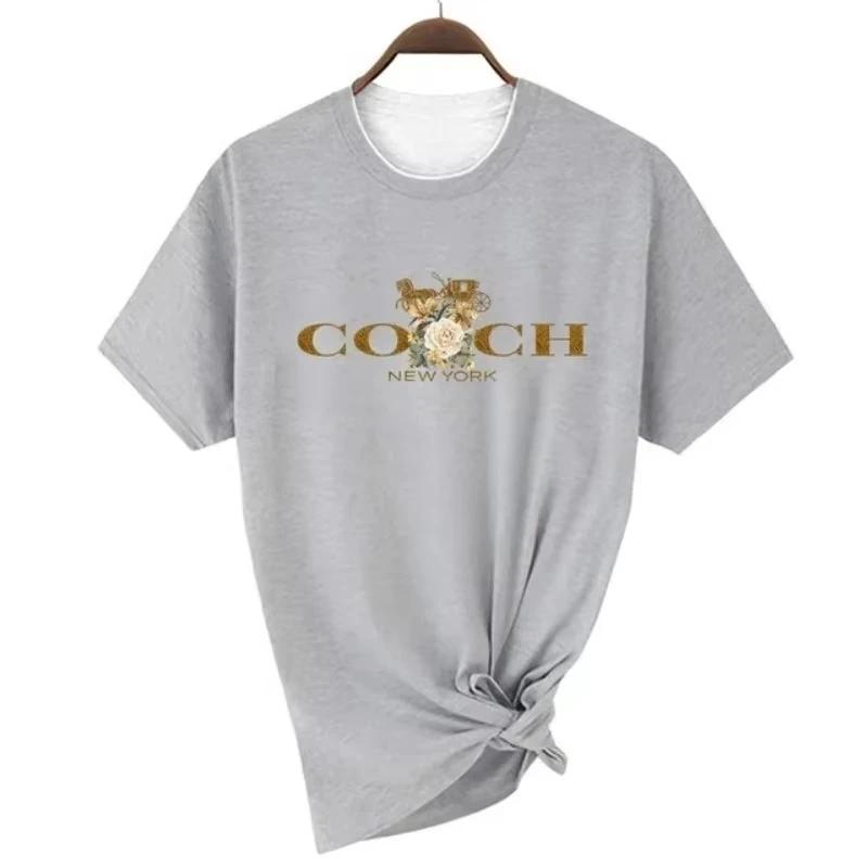 Printemps/été 2026 T-shirt femme de luxe imprimé haut col rond motif manches courtes Hip Hop T-shirt