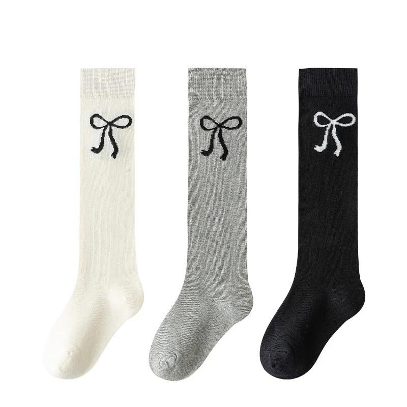 3 paires de chaussettes d'école mi-mollet pour adolescentes, avec nœud, Style coréen, chaussettes ha