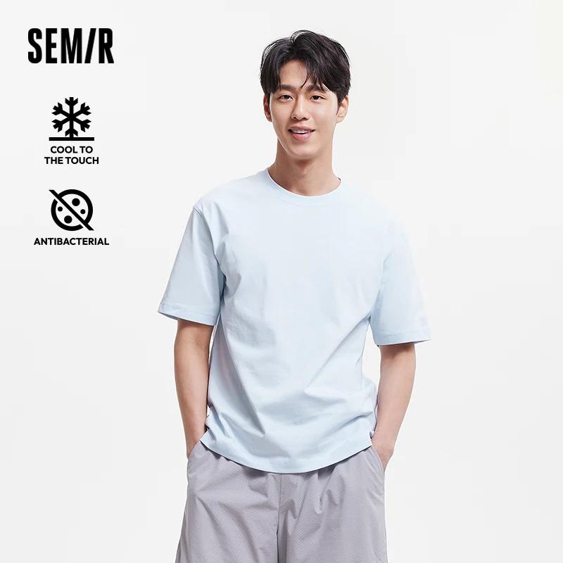 SEMIR-T-Shirt à Manches Courtes pour Homme, Haut Polyvalent à Col Rond, Couche de Base Solide, Nouve