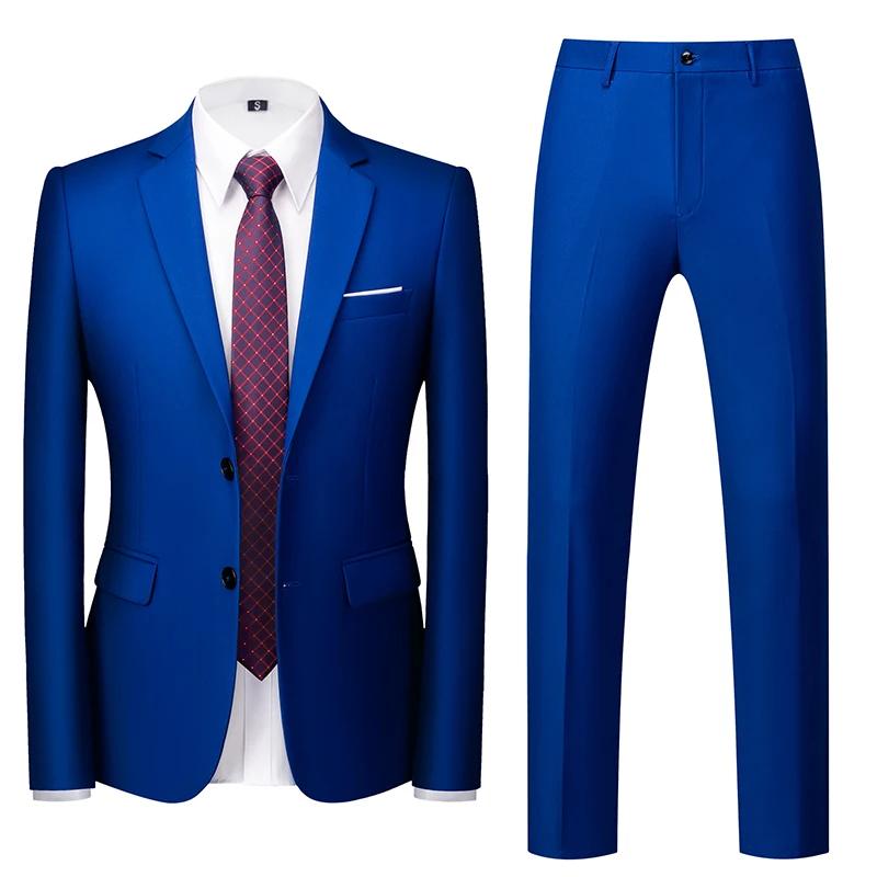 2025 nouveau solide deux boutons costumes de mariage ensemble pour hommes, 15 couleurs disponibles a