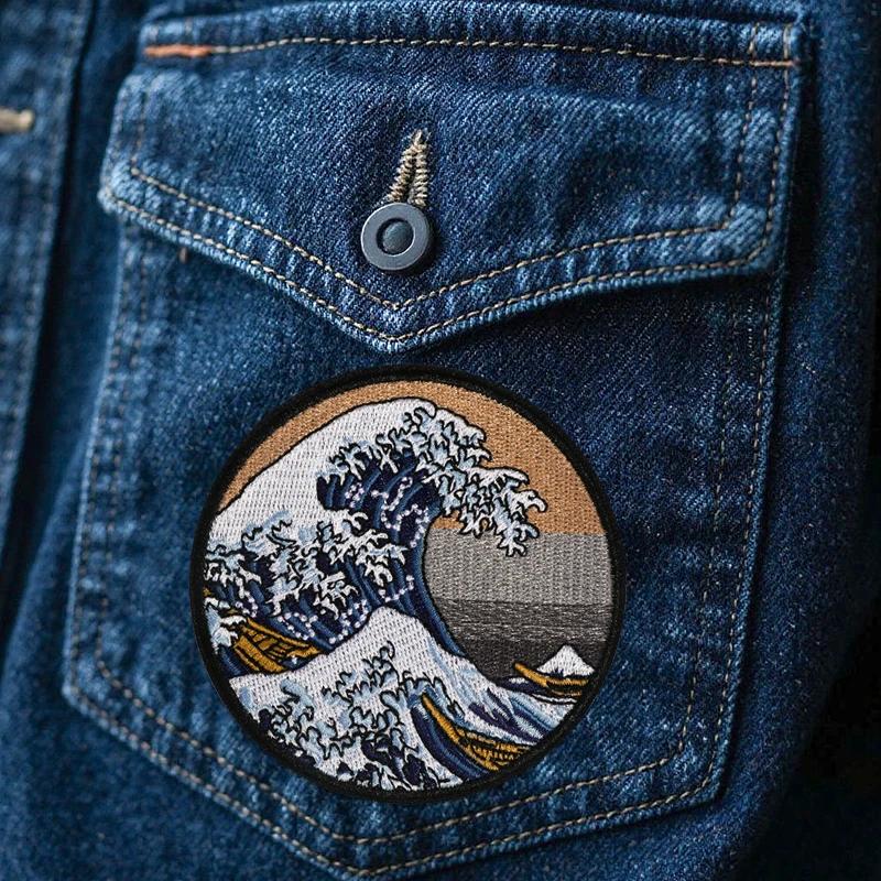 Patch brodé vague de mer, 1 pièce, fer sur la Nature Power Morale, Badge inspirant, cadeau pour vête