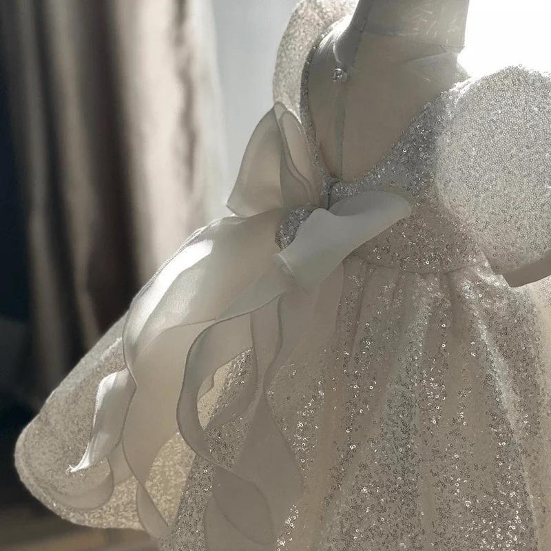 Robe de bal d'anniversaire pour bébé fille de 1 à 14 ans, tenue Tutu princesse à paillettes, avec nœ