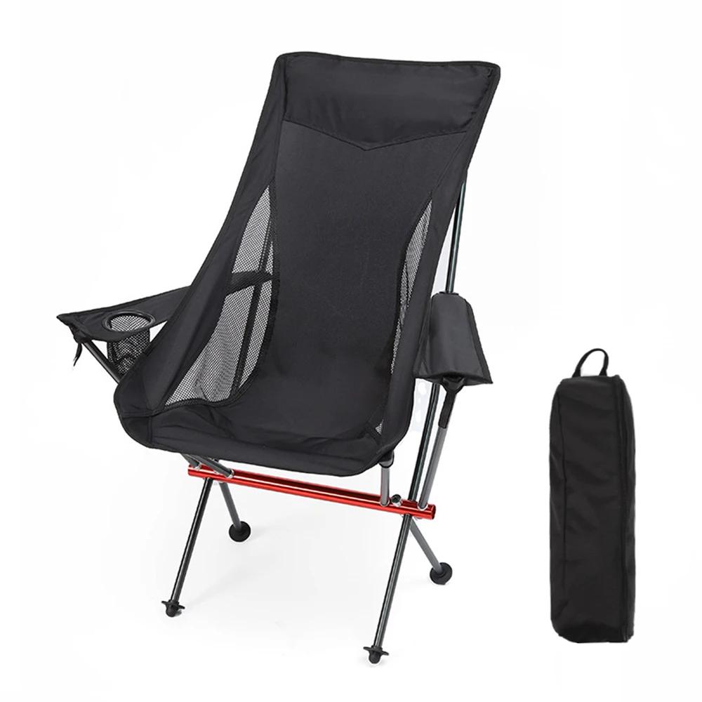 Chaise pliante avec accoudoir, chaises de Camping en aluminium avec couvercle de tasse, chaise pliab