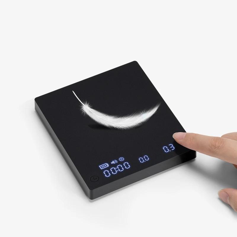 TIMEMORE Store miroir noir Mini nouvelle balance de cuisine expresso café alimentaire avec temps USB