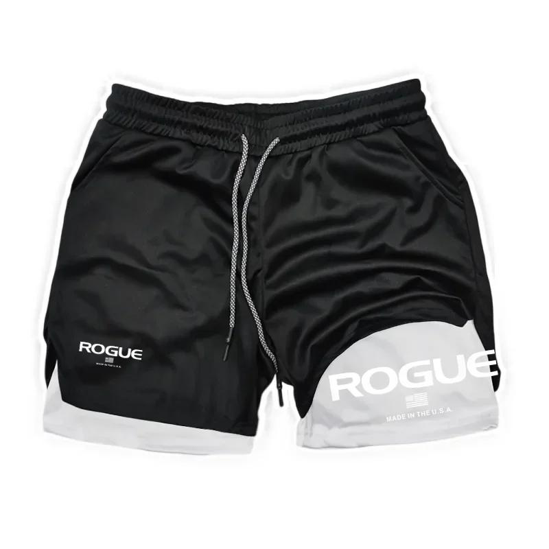 Rogue Gyms Short de sport pour homme Four Seasons Sportswear Short moulant double couche 2 en 1 Shor