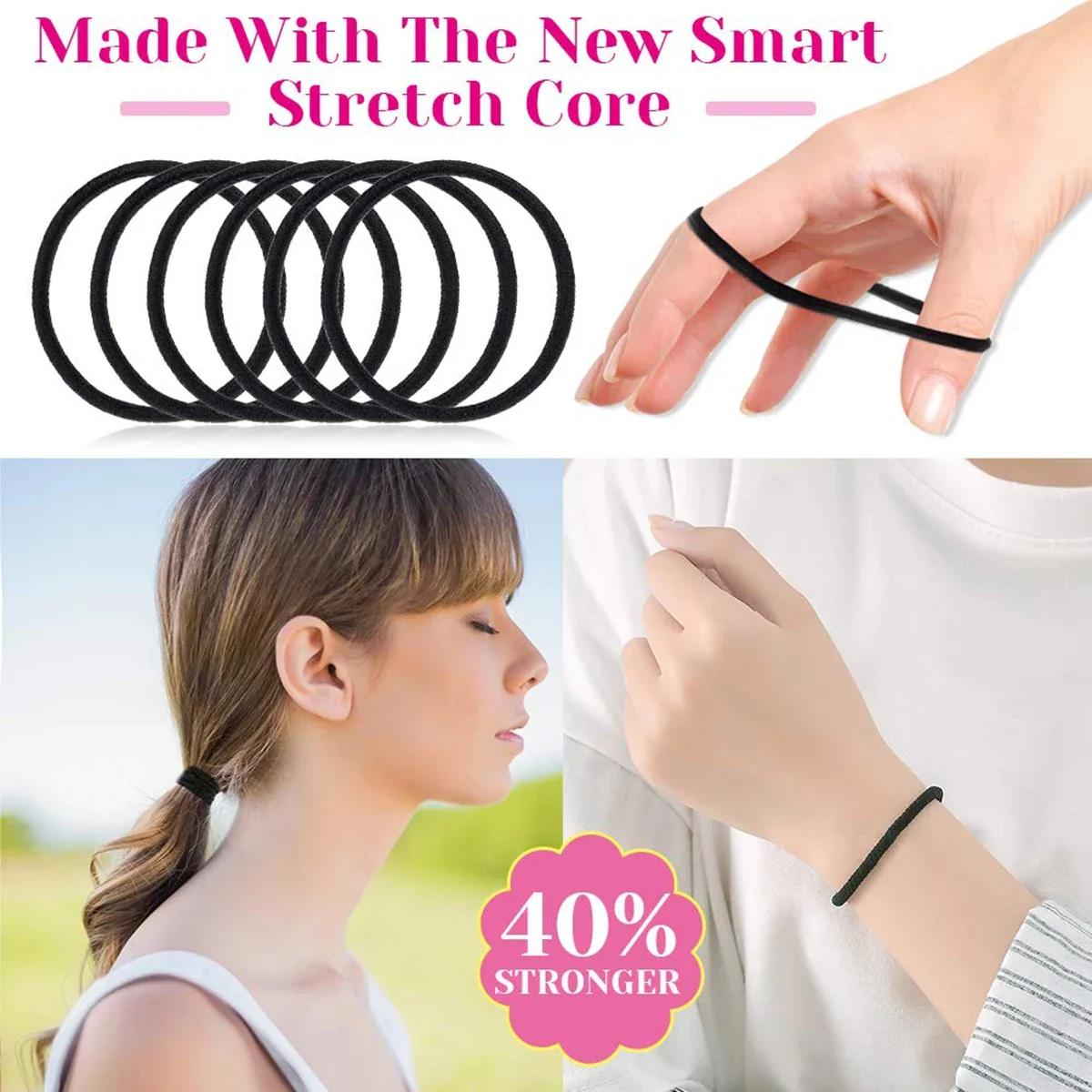 98/200 pièces élastiques noirs petits attaches de cheveux élastiques petits bandes de caoutchouc de