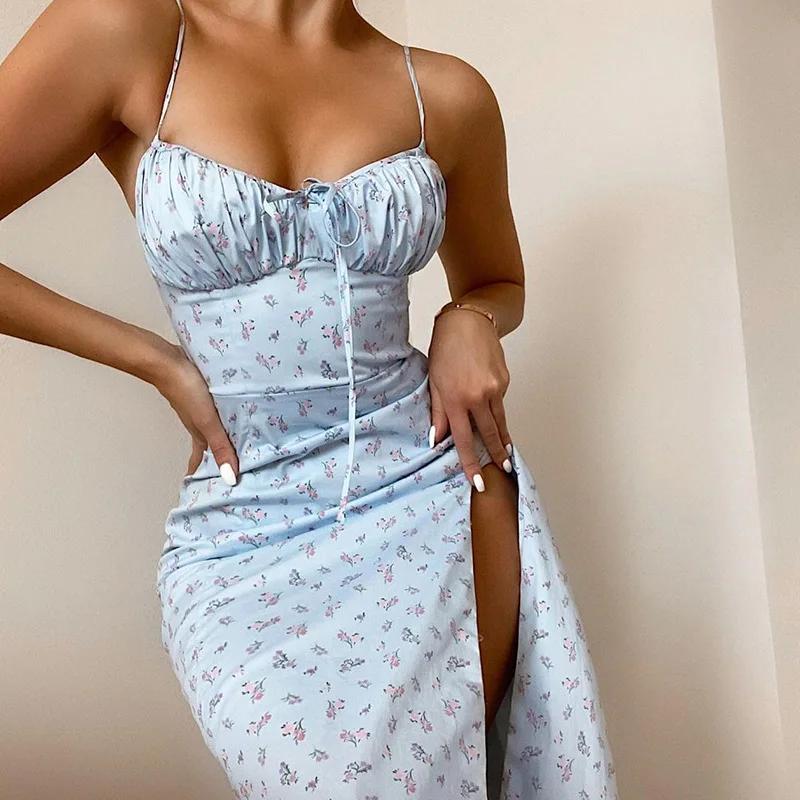 Robe longue élégante à fleurs pour femmes, tenue de plage, moulante, Streetwear, vêtements d'été, ve