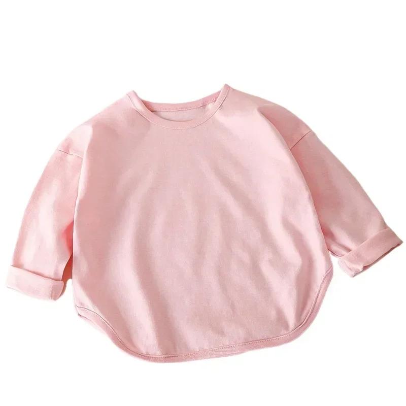 Bébé garçons T-shirt basique à manches longues T-shirts pur coton bébé hauts pour filles enfants T-s