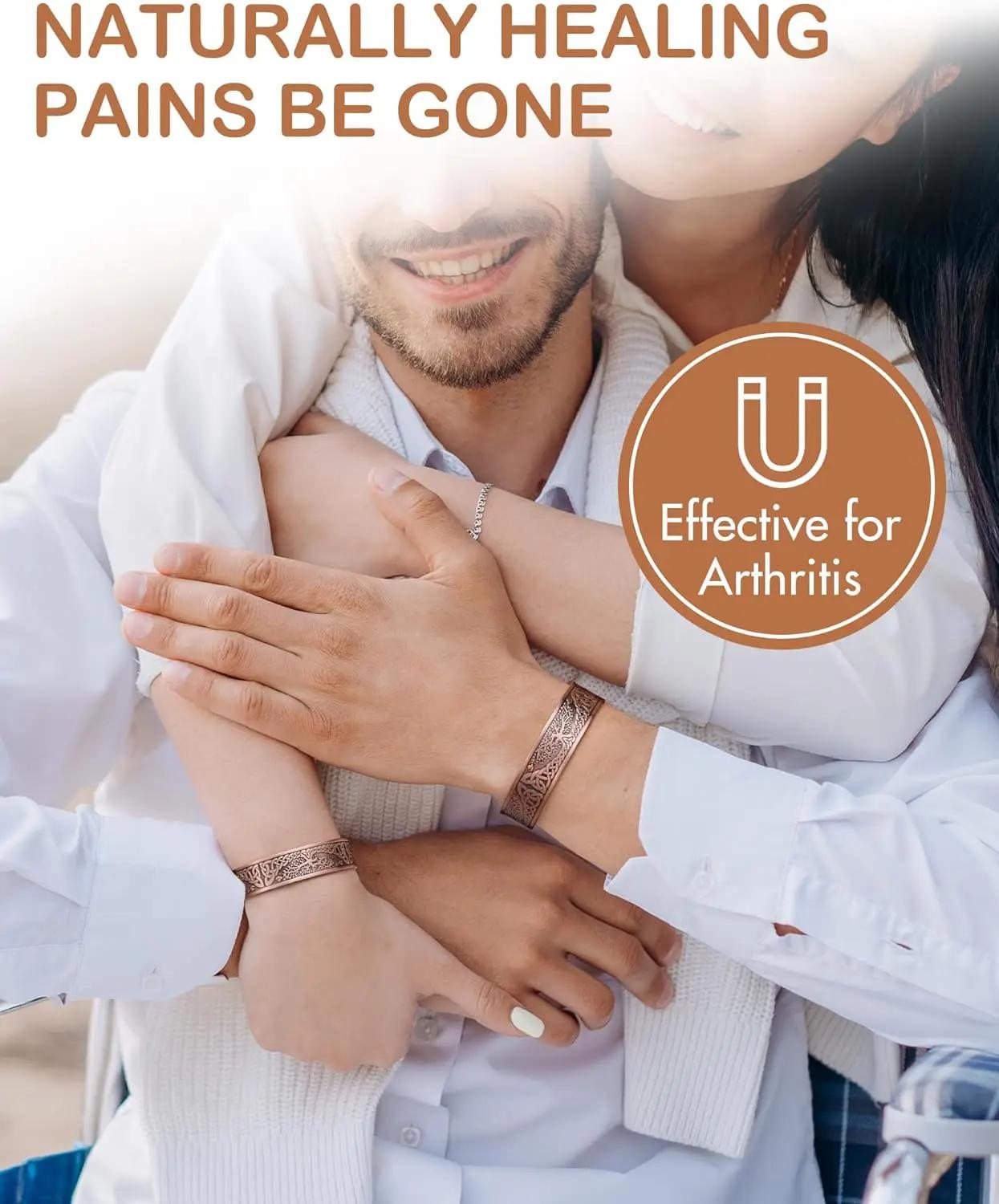 ARADOO – bracelets magnétiques en cuivre pour hommes et femmes, avec aimants en néodyme, arbre de vi