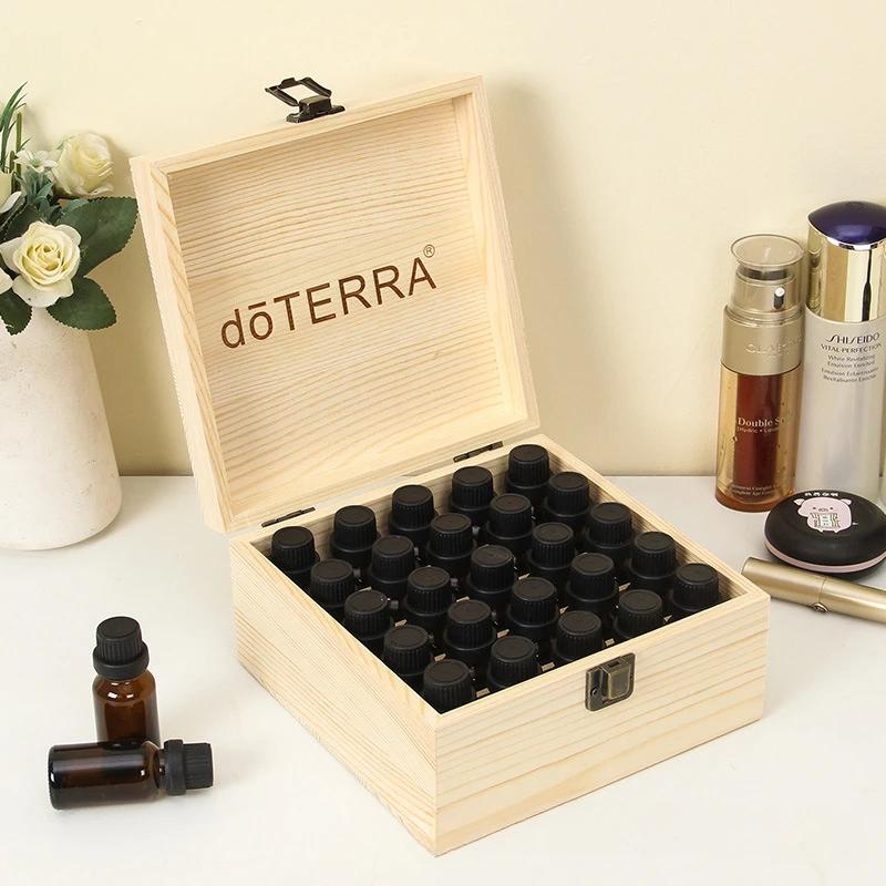 Pour doTERRA boîte de rangement en bois 25 fentes organisateur de transport bouteilles d'huile essen