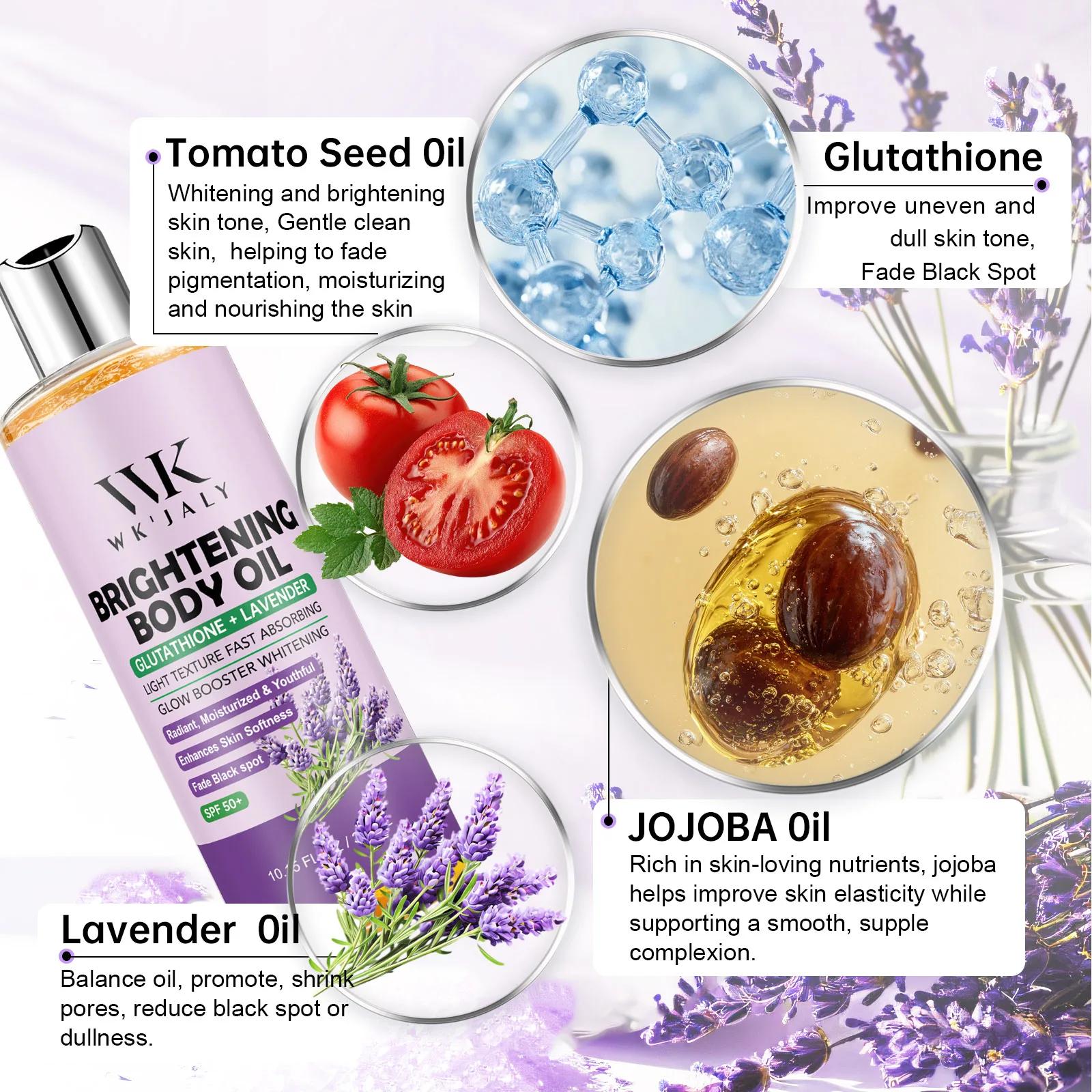 WK JALY Glow Boosting Huile corporelle blanchissante au glutathion et à la lavande, hydratante, pour