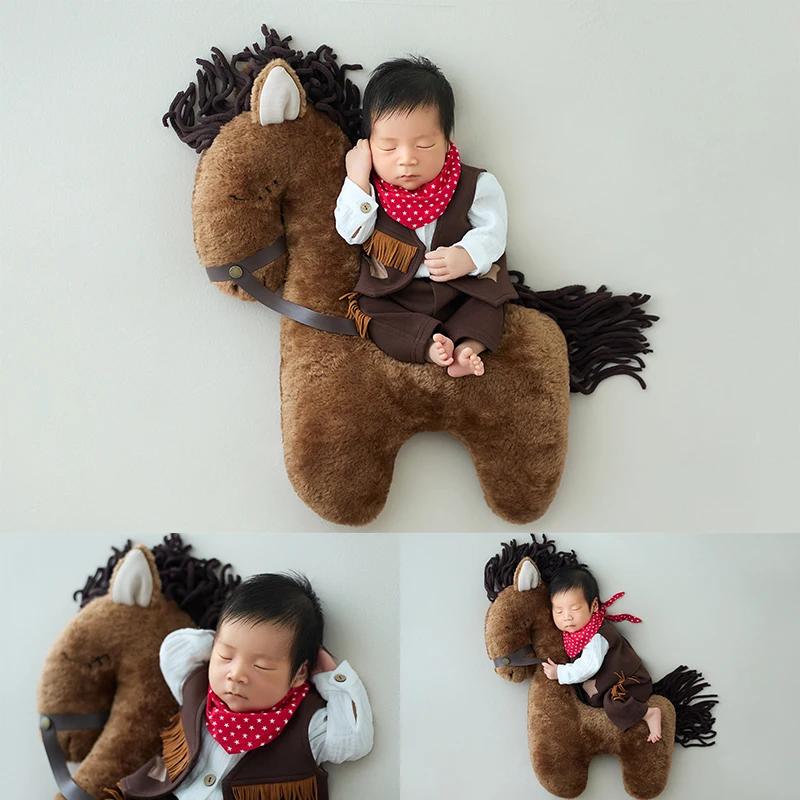Accessoires de photographie pour nouveau-nés, thème Cowboy, Costumes pour bébé garçon avec écharpe,