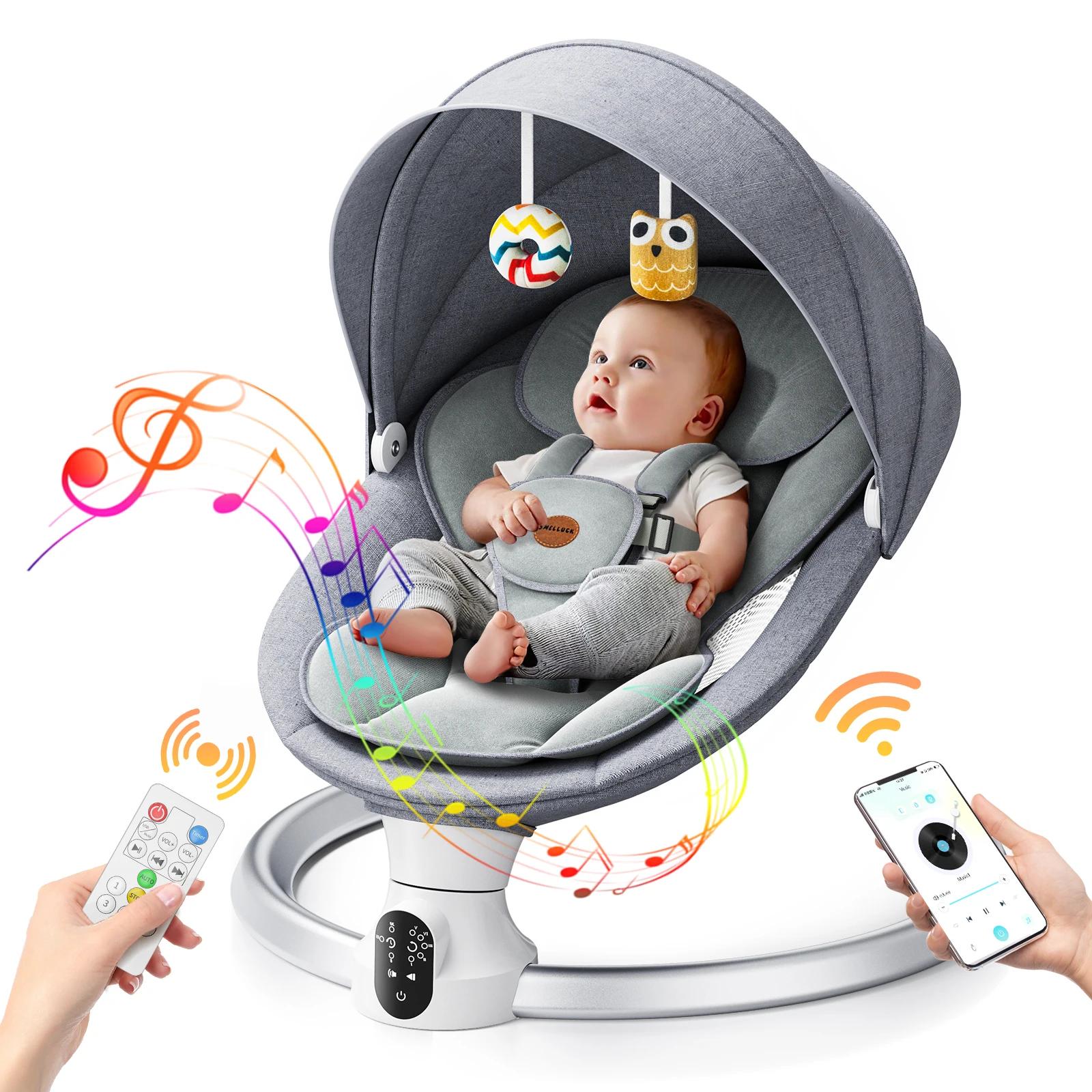 Berceau électrique pour bébé, chaise berçante pour bébé, smartphone, batterie ou connexion électriqu