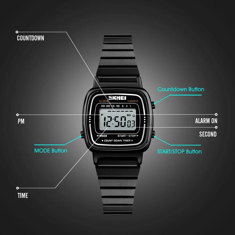 SKMEI 1901 luxe femmes montres petit cadran numérique Chrono calendrier Montre étanche dames Montre-
