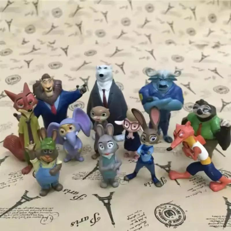 Nouvelles figurines d'action des animaux de Zootopia, 12 pièces/ensemble, lapin Judy Hopps, renard N