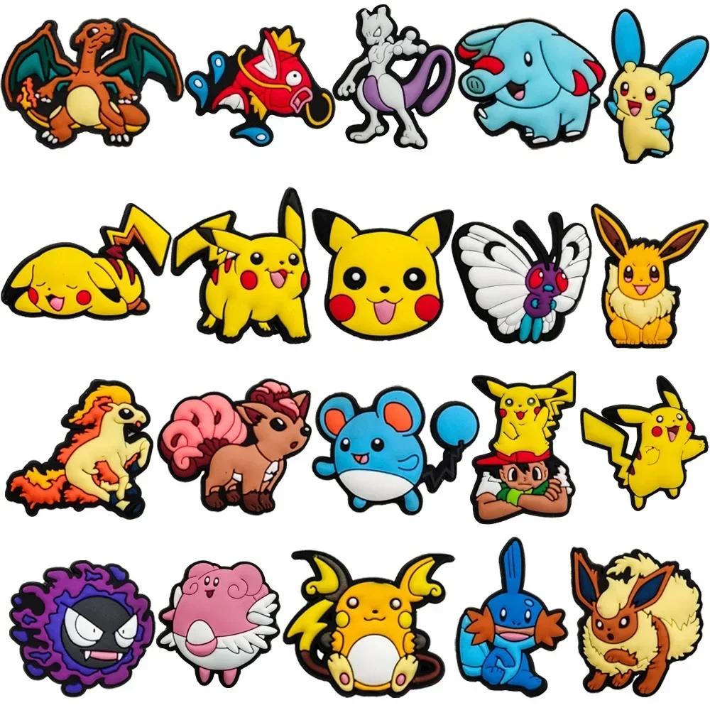 Breloques de chaussures Pokemon Pikachu pour sabots, sandales, décoration en PVC, accessoires de cha