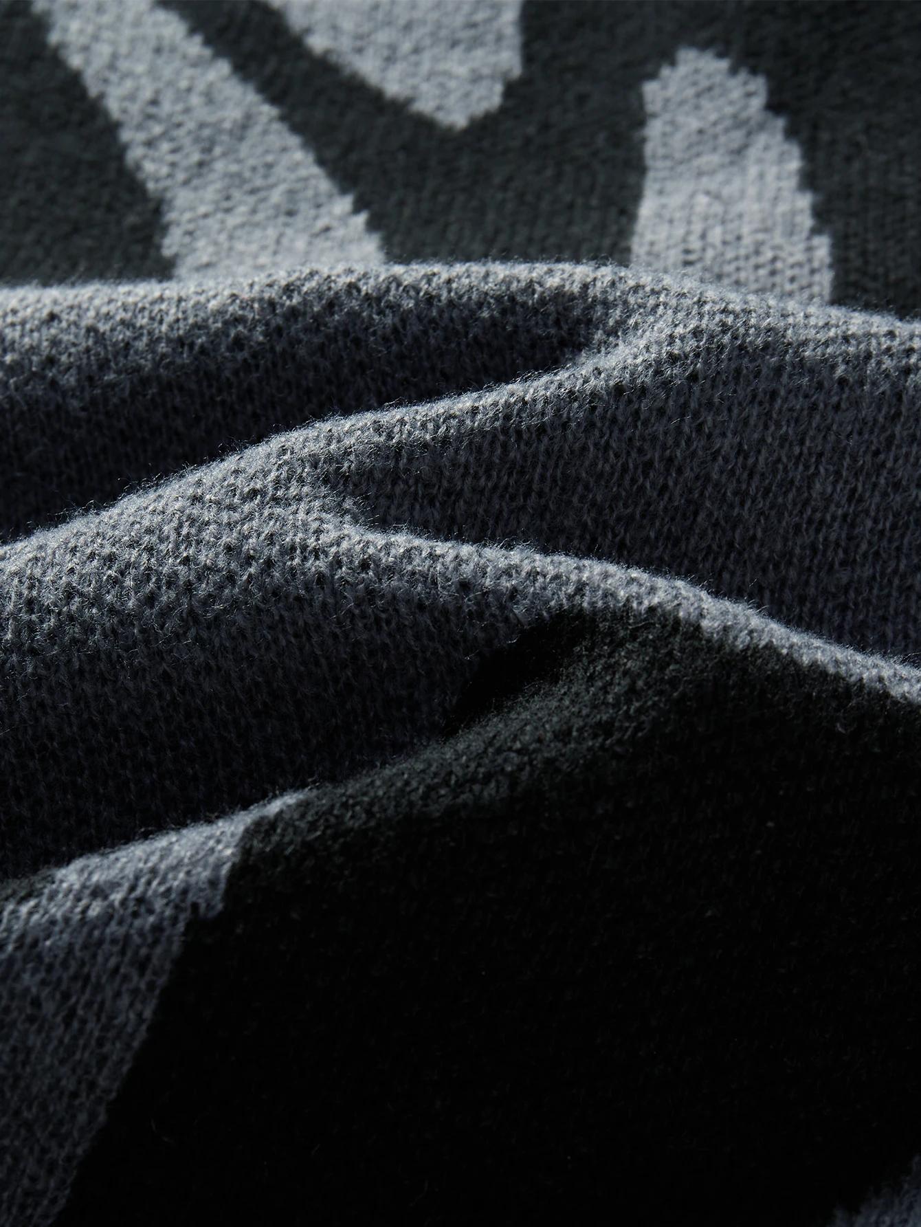 Pull à col rond à motif jacquard irrégulier pour hommes, pull décontracté, document d'abonnés, popul