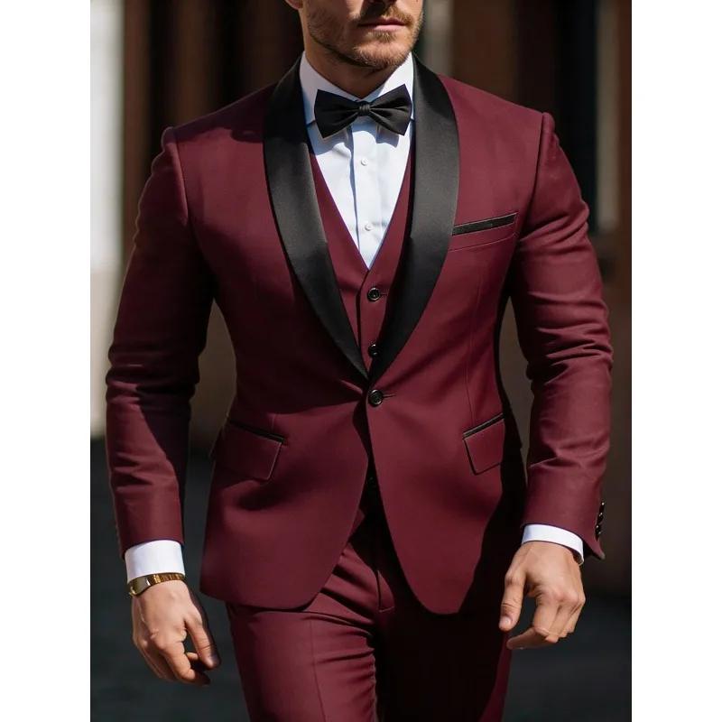 Ensemble de costume 3 pièces pour homme : veste, gilet et pantalon, costumes de cérémonie, de mariag