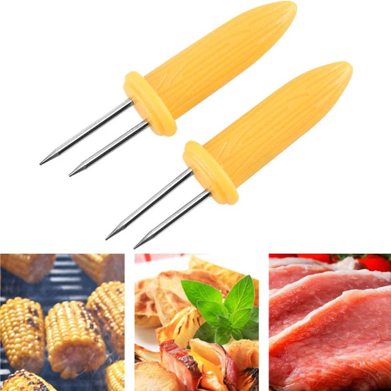 Fourchette à maïs pour Barbecue, 10 pièces, supports de maïs en acier inoxydable, Anti-brûlure, aigu