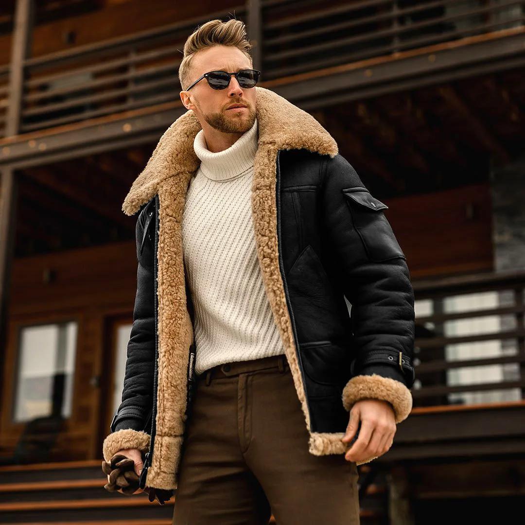 RAISE Veste d'hiver pour homme en polaire épaisse, style vintage, col rabattable, manteau cargo à ma