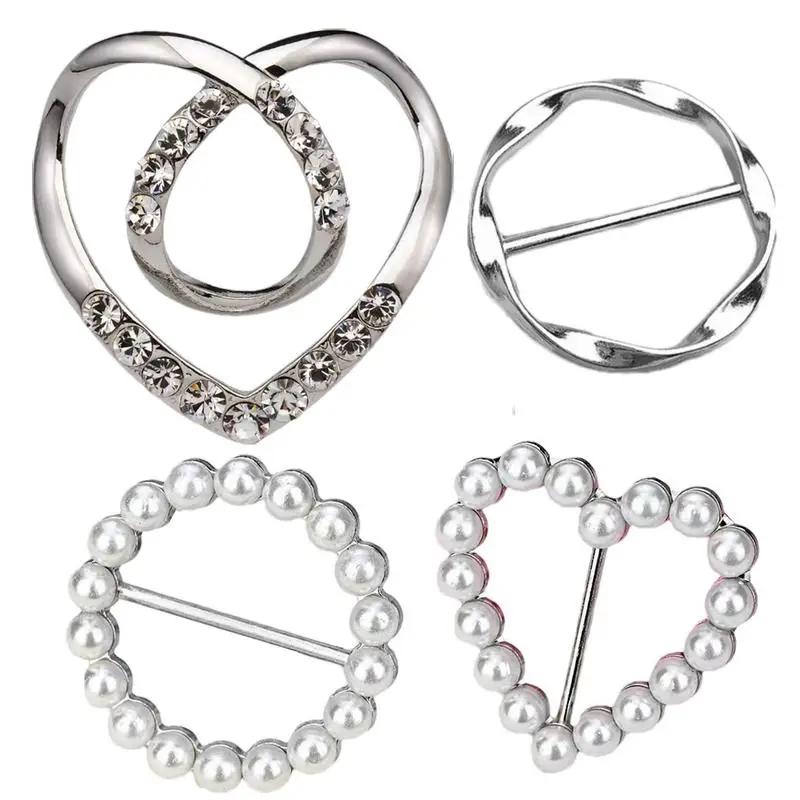 4 pièces anneau en métal taille bouton écharpe bouton mode coin ourlet taille noué broches femmes T-
