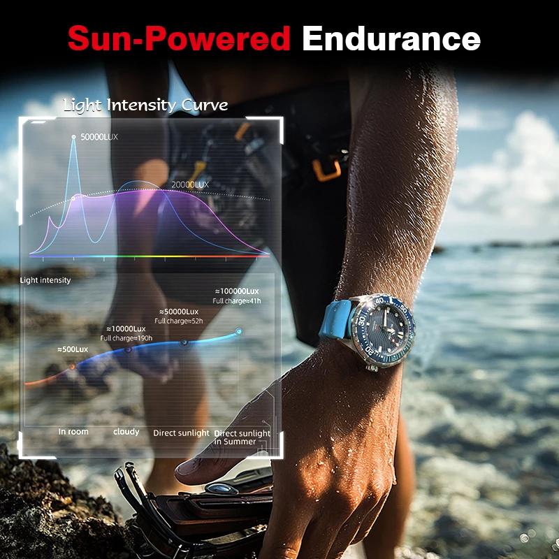 NORTH EDGE 2025 Nouvelle montre de plongée solaire TRITON pour hommes, montres à quartz de luxe pour
