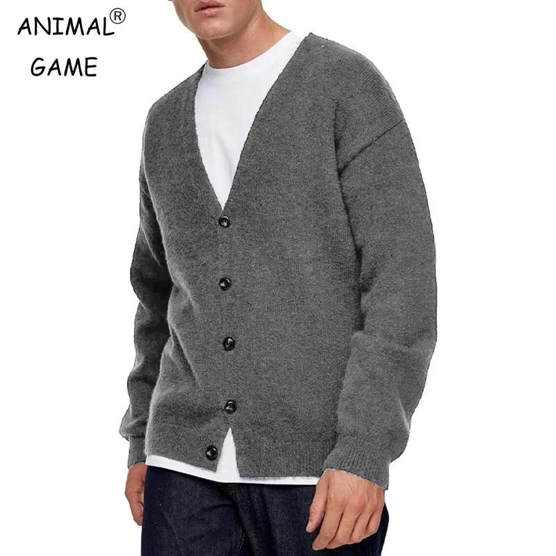 Cardigan léger pour hommes, pull à simple boutonnage, col en v, tricoté, décontracté, manches longue