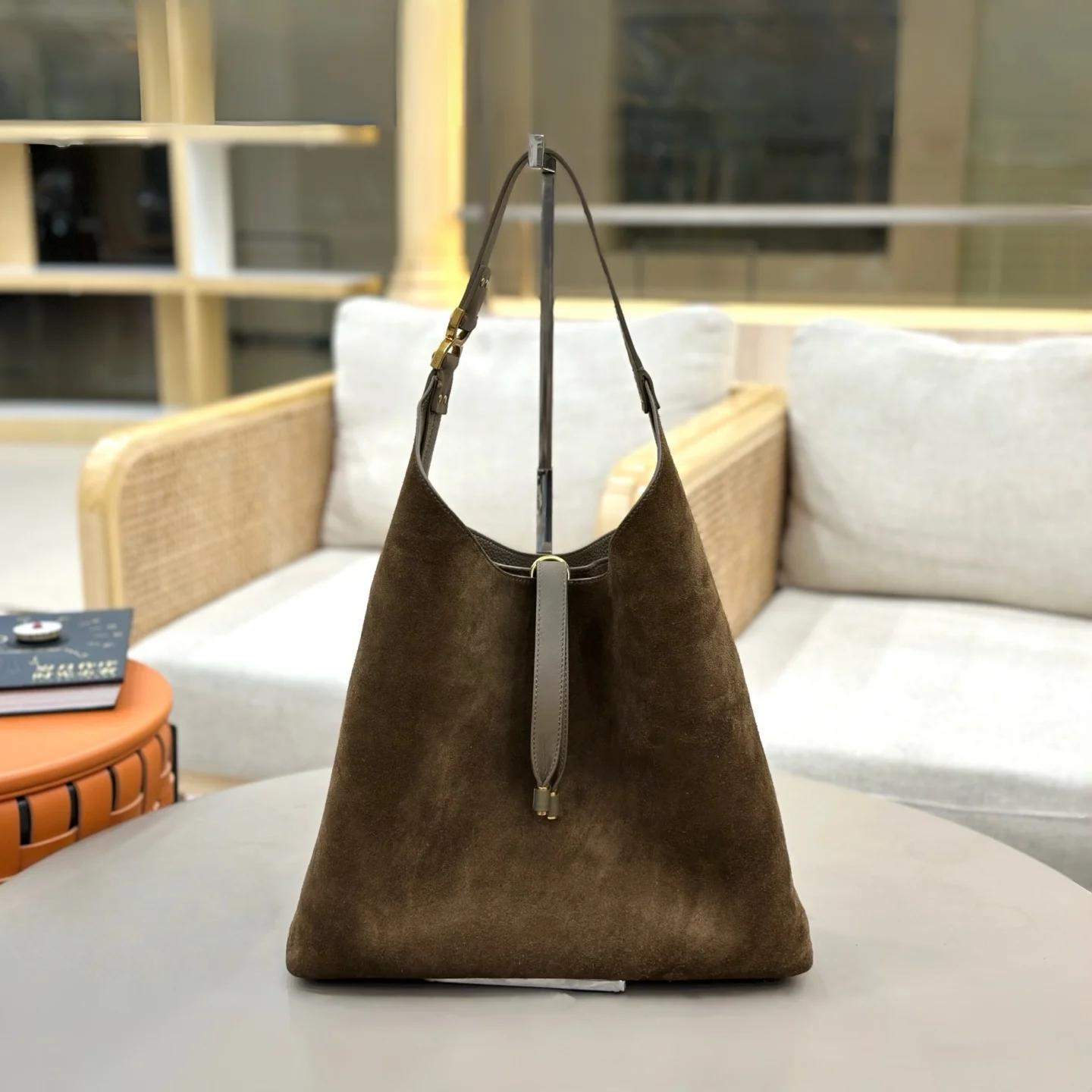 Sac Hobo en Daim 2026 Nouveau Sac à Bandoulière Grande Capacité en Cuir Véritable Souple pour Femme,