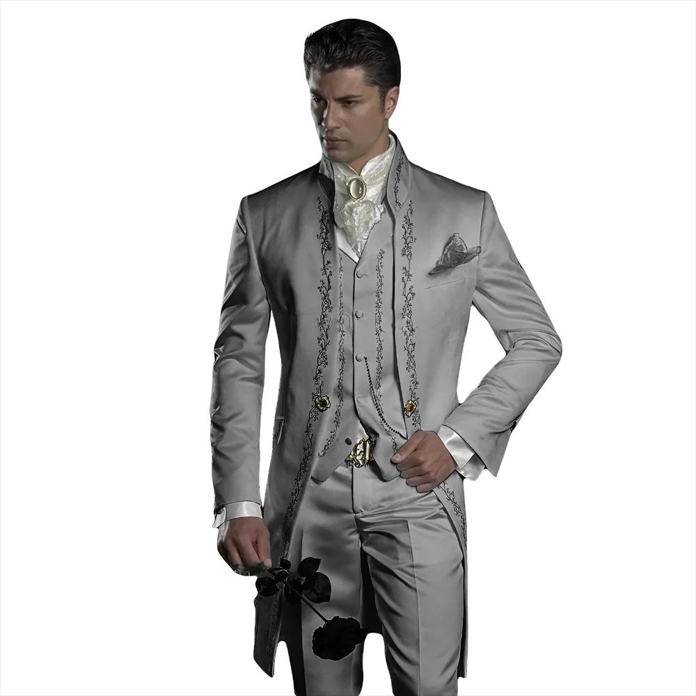 Smoking de mariage brodé pour hommes, robe formelle personnalisée du marié imbibé pour hommes élégan