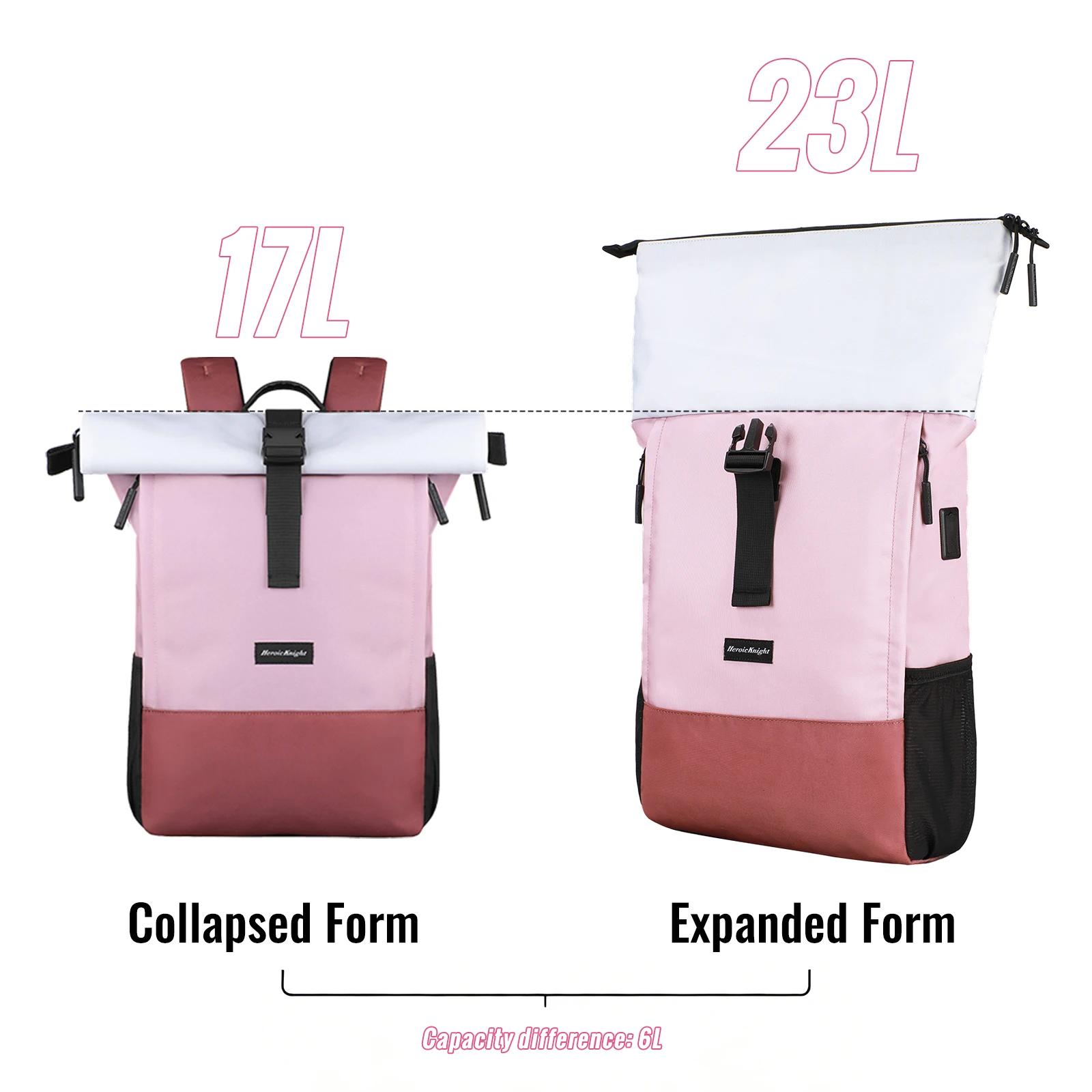 Sac à dos de voyage décontracté Heroic Knight, à enroulement, antivol, pour femme, sac à dos scolair