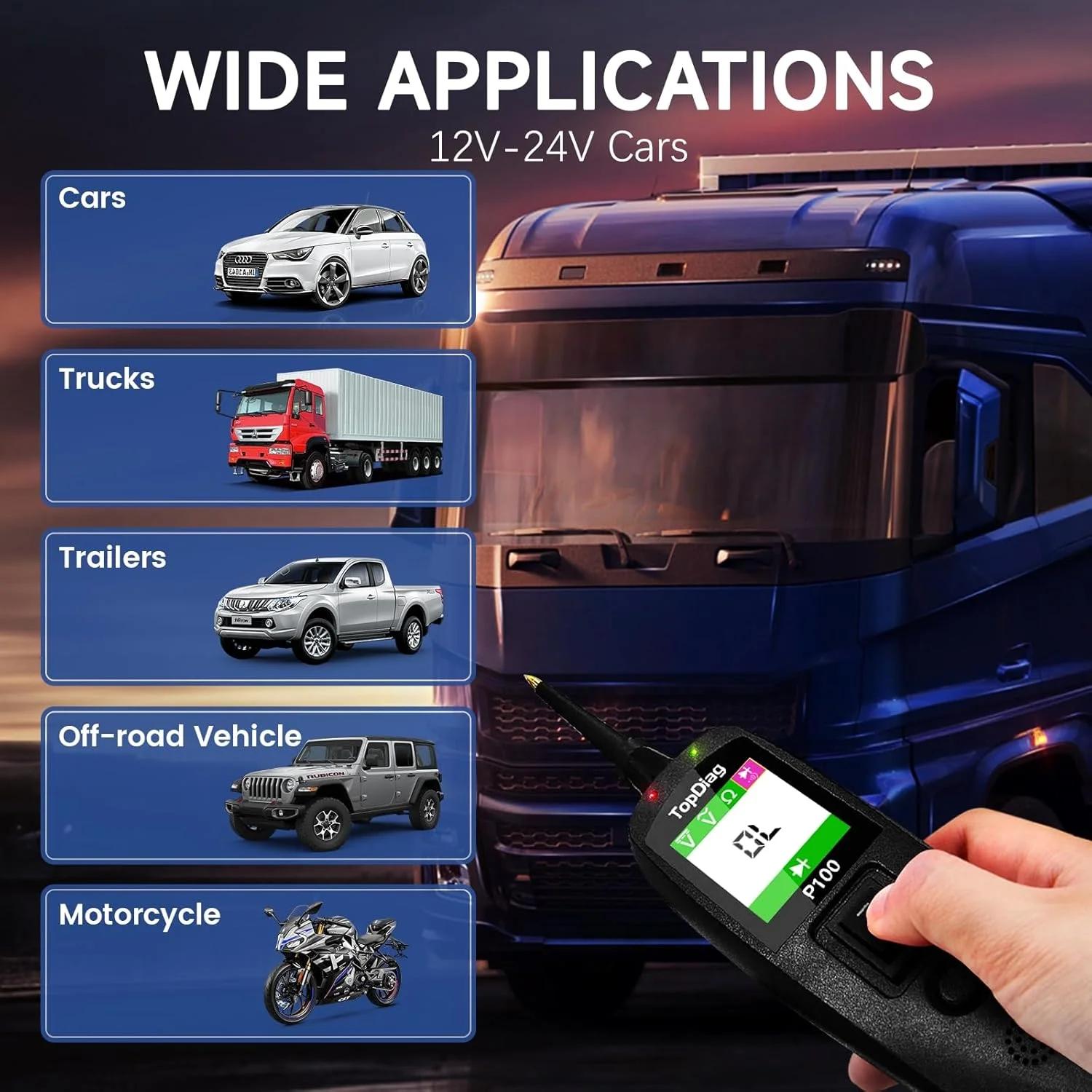 JDiag P100 – testeur de Circuit automobile, détecteur de tension de voiture, Kit de sonde de système
