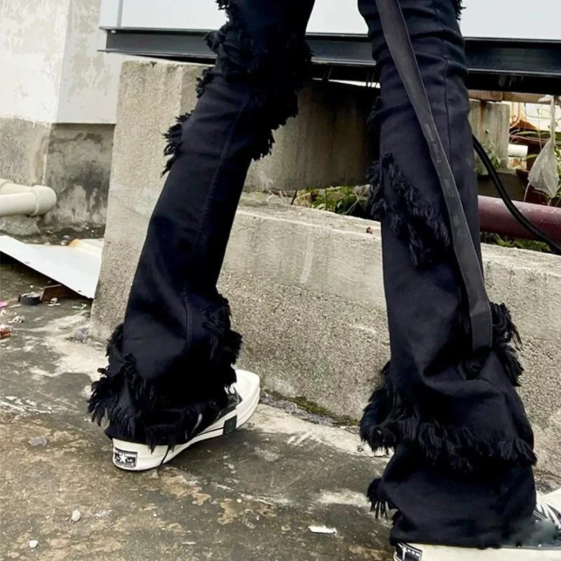 Owen Seak jean homme Streetwear Baggy Denim pantalon cloche-bas concepteur luxe pantalon Long