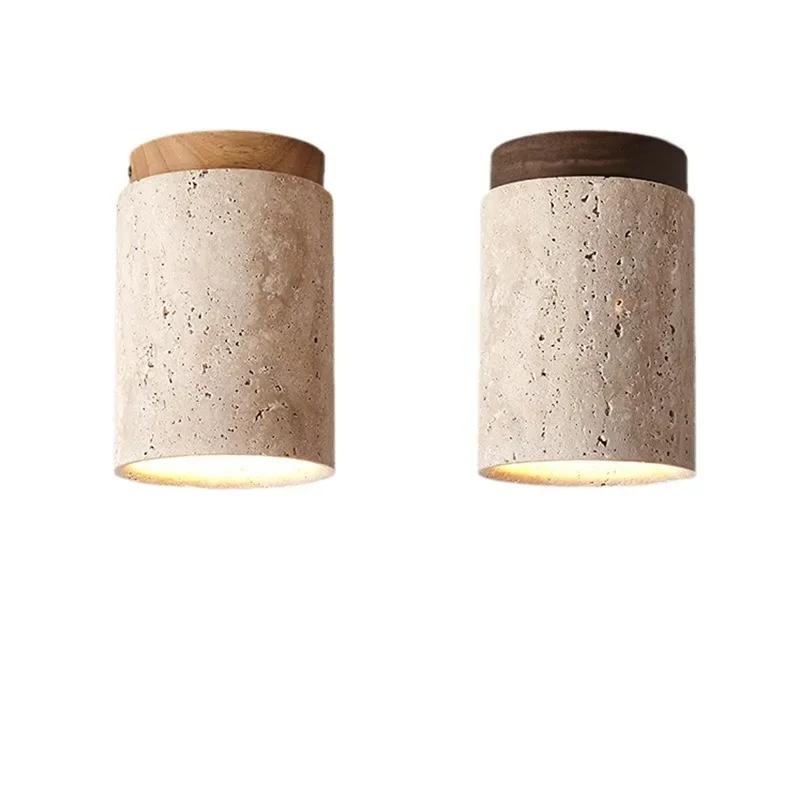 Plafonnier moderne en travertin pour chambre, couloir, hall d'entrée, escalier – Luminaire décoratif